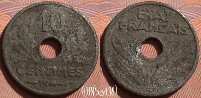 Франция 10 сантимов 1944 года, KM# 903, 230l-013 ♛
