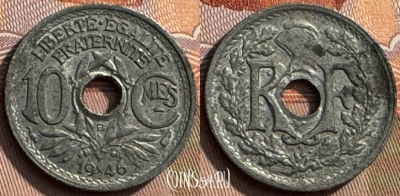 Франция 10 сантимов 1946 г., редкая, KM# 906, 265s-069 ♛