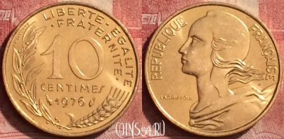 Франция 10 сантимов 1976 года, KM# 929, 272l-097