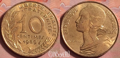 Франция 10 сантимов 1989 года, KM# 929, 207k-061