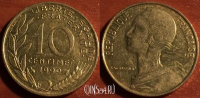 Франция 10 сантимов 1990 год, KM# 929, 60-059b