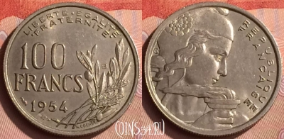 Франция 100 франков 1954 года B, KM# 919, 217n-057