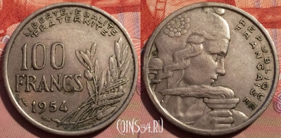 Франция 100 франков 1954 года, KM# 919, 242-144