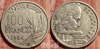 Франция 100 франков 1954 года, KM# 919, 383q-090 ♛