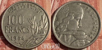 Франция 100 франков 1954 B, KM# 919, 413p-101 ♛