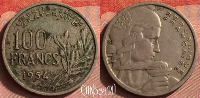 Франция 100 франков 1954 года B, KM# 919, 431o-073