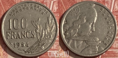 Франция 100 франков 1954 года, KM# 919, 473r-043