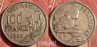 Франция 100 франков 1954 года, KM# 919, b062-028