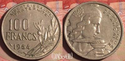 Франция 100 франков 1954 года B, KM# 919, 224a-014