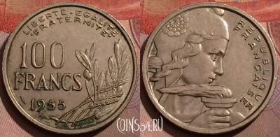 Франция 100 франков 1955 года, KM# 919, 179b-088