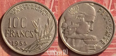 Франция 100 франков 1955 года, KM# 919, 217m-061