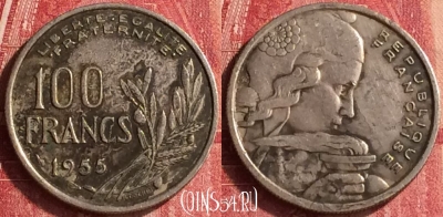 Франция 100 франков 1955 года, KM# 919, 338o-101