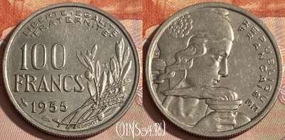 Франция 100 франков 1955 B, KM# 919, 383p-045