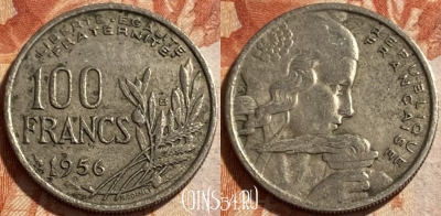 Франция 100 франков 1956 B, редкая, KM# 919, 494р-091 ♛