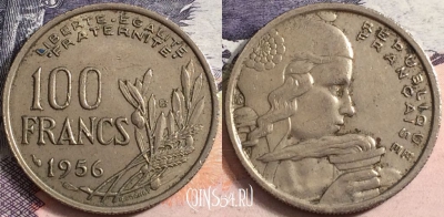 Франция 100 франков 1956 года B, KM# 919, a095-120