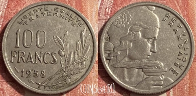 Франция 100 франков 1958 года B, KM# 919, 452o-104 ♛