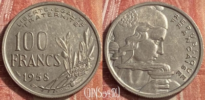 Франция 100 франков 1958 года, KM# 919, 453o-069 ♛