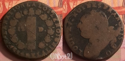 Франция 12 денье 1792 года, KM# 600, 217o-045