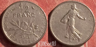 Франция 1/2 франка 1965 года, KM# 931, 362n-108