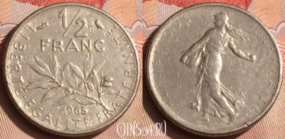 Франция 1/2 франка 1965 года, KM# 931, 447-022