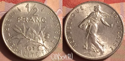 Франция 1/2 франка 1976 года, KM# 931, 431-068