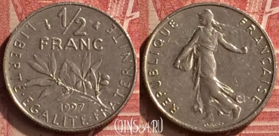 Франция 1/2 франка 1997 года, KM# 931, 052n-040