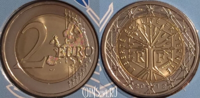 Франция 2 евро 2012 года, KM# 1414, BU, 401n-114 ♛