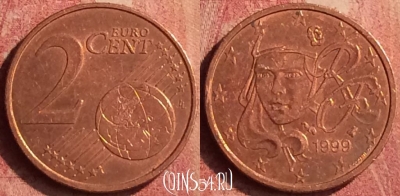 Франция 2 евроцента 1999 года, KM# 1283, 389n-109