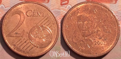 Франция 2 евроцента 2004 года, KM# 1283, 122a-117