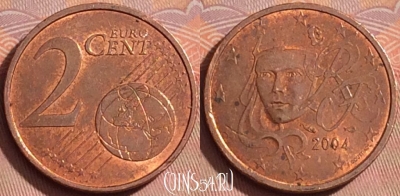 Франция 2 евроцента 2004 года, KM# 1283, 362k-082