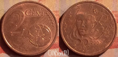 Франция 2 евроцента 2007 года, KM# 1283, 310n-019