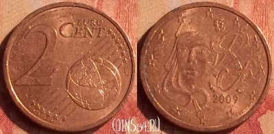 Франция 2 евроцента 2009 года, KM# 1283, 049n-007