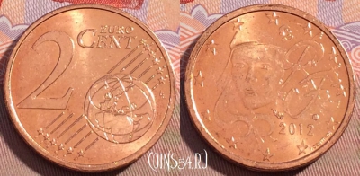 Франция 2 евроцента 2012 года, KM# 1283, 095c-071