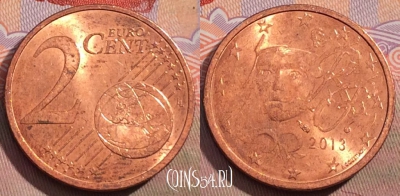 Франция 2 евроцента 2013 года, KM# 1283, 149a-006