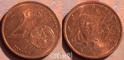Франция 2 евроцента 2014 года, KM# 1283, 239n-031