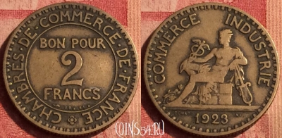 Франция 2 франка 1923 года, KM# 877, 390o-004