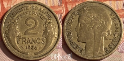 Франция 2 франка 1933 года, KM# 886, 375p-108 ♛