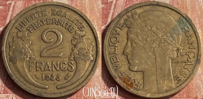 Франция 2 франка 1935 г. редкая, KM# 886, 094p-124 ♛