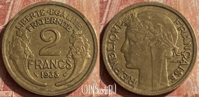 Франция 2 франка 1938 года, KM# 886, 100p-109