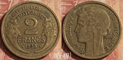 Франция 2 франка 1938 года, KM# 886, 116p-021