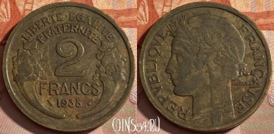 Франция 2 франка 1938 года, KM# 886, 490р-065 ♛