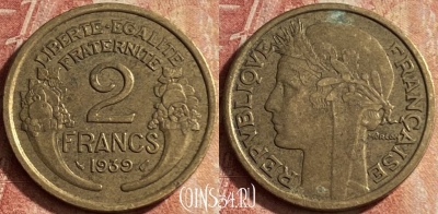 Франция 2 франка 1939 года, KM# 886, 116p-108