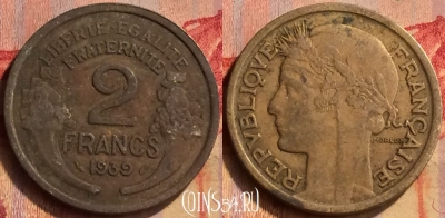 Франция 2 франка 1939 года, KM# 886, 405-115