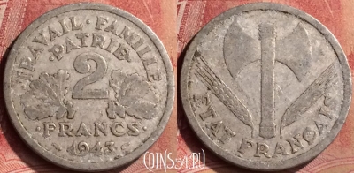 Франция 2 франка 1943 года, KM# 904, 131m-142