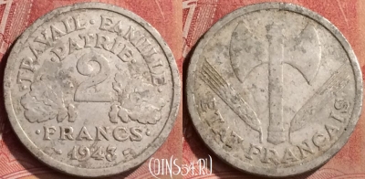 Франция 2 франка 1943 года, KM# 904, 132m-086