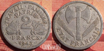 Франция 2 франка 1943 года, KM# 904, 231i-058