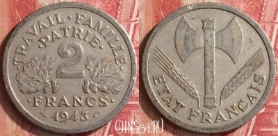 Франция 2 франка 1943 года, KM# 904, 331n-128
