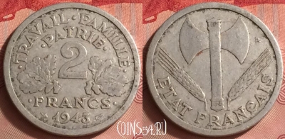 Франция 2 франка 1943 года, KM# 904, 332o-021