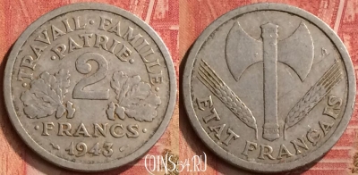 Франция 2 франка 1943 года, KM# 904, 398-001
