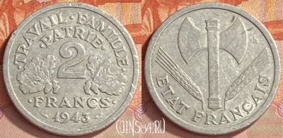 Франция 2 франка 1943 года, KM# 904, 408o-093